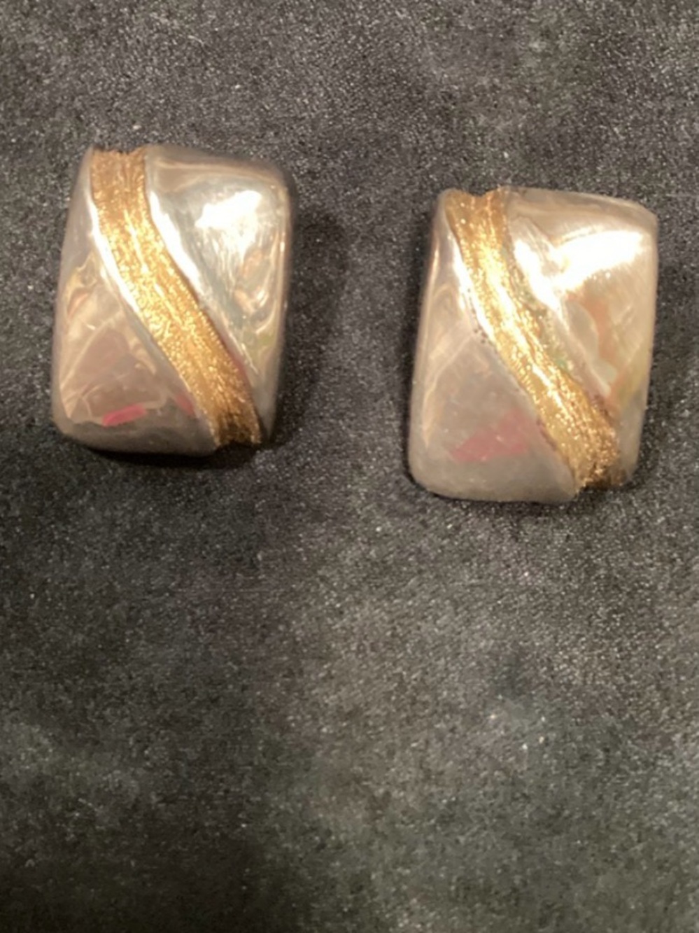 VTG 925 Silver Earrings original backing stamped.. modernist